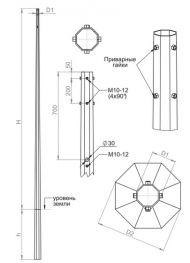 Опора граненая силовая ОГС-400-8,0-2,0
